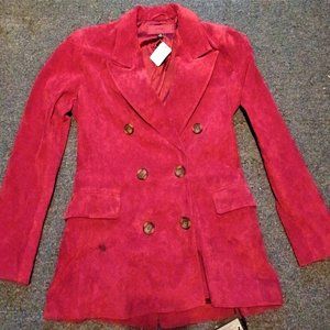 Blank NYC scarlet red double breasted pig leather NWT small